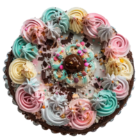 Ice-cream cake top view full length isolate on transparency background png