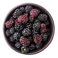 Fresh Blackberries in a bowl top view isolate on transparency background png