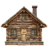 Log Cabin front view full length isolate on transparency background png