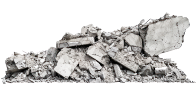 Concrete fragments of a destroyed building isolate on transparency background png