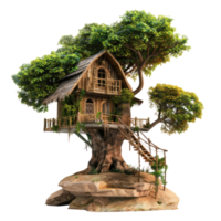 Treehouse front view full length isolate on transparency background png