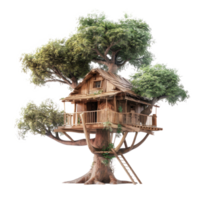 Treehouse front view full length isolate on transparency background png