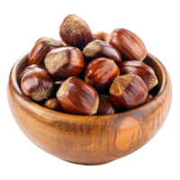 Chestnuts in a bowl isolate on transparency background png