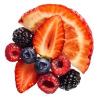 Slice of a Fresh Mix berries, clipping path isolate on transparency background png