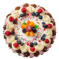 Cake top view full length isolate on transparency background png