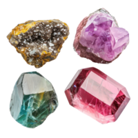 4 different shape of beautiful Gemstone stone isolate on transparency background png