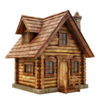 3d house icon made of wood isolate on transparency background png