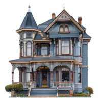 Victorian House front view full length isolate on transparency background png