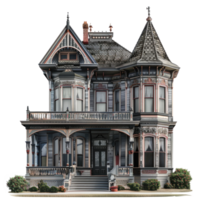 Victorian House front view full length isolate on transparency background png
