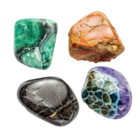 4 different shape of beautiful Gemstone stone side view isolate on transparency background png