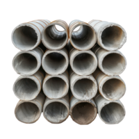 Stack of concrete pipes for building construction and pipeline isolate on transparency background png