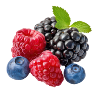 Closeup of Fresh Mix berries, clipping path isolate on transparency background png