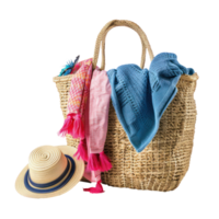Beach bag with items isolate on transparency background png