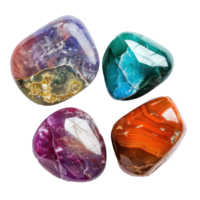 4 different shape of beautiful Gemstone stone top view isolate on transparency background png