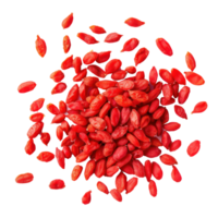 Closeup Goji berries top view isolate on transparency background png