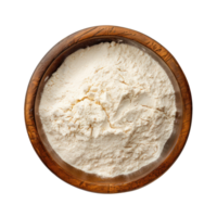 wooden bowl of flour top view full length isolate on transparency background png