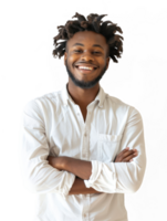 standing smiling black man in transparency background png