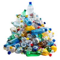 Pile of plastic trash bottle isolate on transparency background png