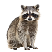 Raccoon front view full body isolate on transparency background png