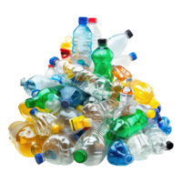 Pile of plastic trash bottle isolate on transparency background png