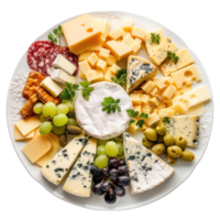 cheese platter top view full length isolate on transparency background png