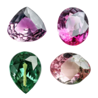 4 different shape of beautiful Gemstone stone front view isolate on transparency background png