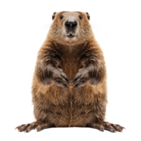 Beaver front view full body isolate on transparency background png