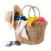Beach bag with items isolate on transparency background png