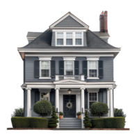 Colonial House front view full length isolate on transparency background png