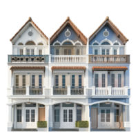 Row House front view full length isolate on transparency background png