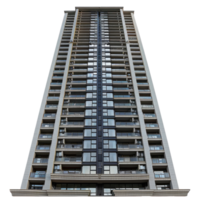 Skyscraper Residential front view full length isolate on transparency background png