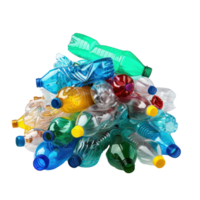 Pile of plastic trash bottle isolate on transparency background png