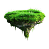 floated Green grass island isolate on transparency background png