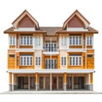 Row House front view full length isolate on transparency background png