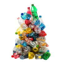 Pile of plastic trash bottle front view full length isolate on transparency background png