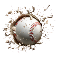baseball bursting through a hole isolate on transparency background png
