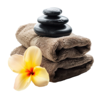 Spa stones, fresh flower and towel isolate on transparency background png