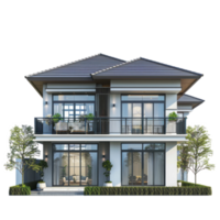Villa front view full length isolate on transparency background png