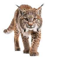 Bobcat front view full body isolate on transparency background png