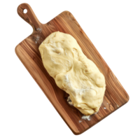 fresh raw dough on wooden chopping board top view full length isolate on transparency background png