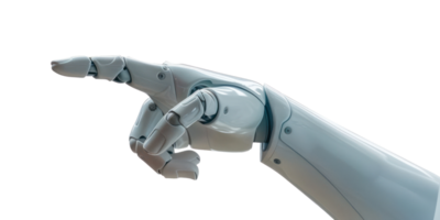 Robot hand pointing isolate on transparency background png