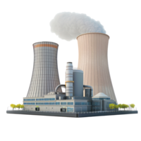 Nuclear power plant side view full length isolate on transparency background png