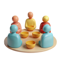 Group of People Sitting Around a Table with Bowls png