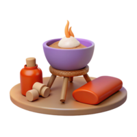 3D Render of a Campfire with Accessories png