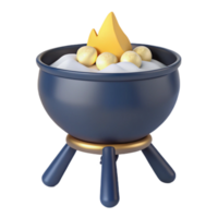 3D Render of a Blue and Gold Fire Pit with a Yellow Flame png