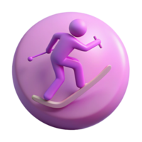 3D Render of a Skier in a Circle png