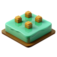 3D Render of a Green Platform with Four Golden Blocks png
