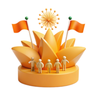 3D Render of People Standing in Front of a Lotus Flower with Flags png