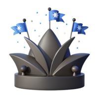 3D Render of a Crown with Flags png
