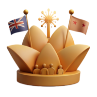 3D Render of a Golden Lotus with Flags and Fireworks png